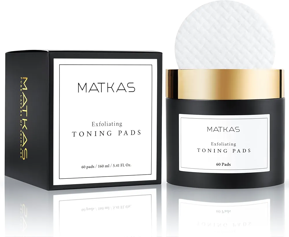 MATKAS Korean Exfoliating Toning Pads for Oil Control, Large Pores, Blackheads, Uneven Skin Tone, Textured Skin - Glycolic Acid, Lactic Acid, Salicylic Acid, Witch Hazel Extract, Korean Toner Pads 60