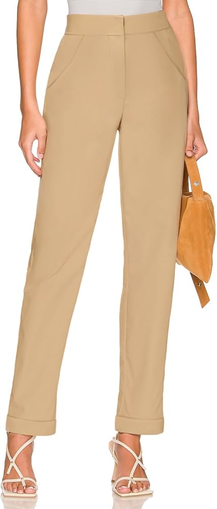 Hybrid & Company Women's High Waist Lightweight Solid Long Pants Elegant Office Trousers