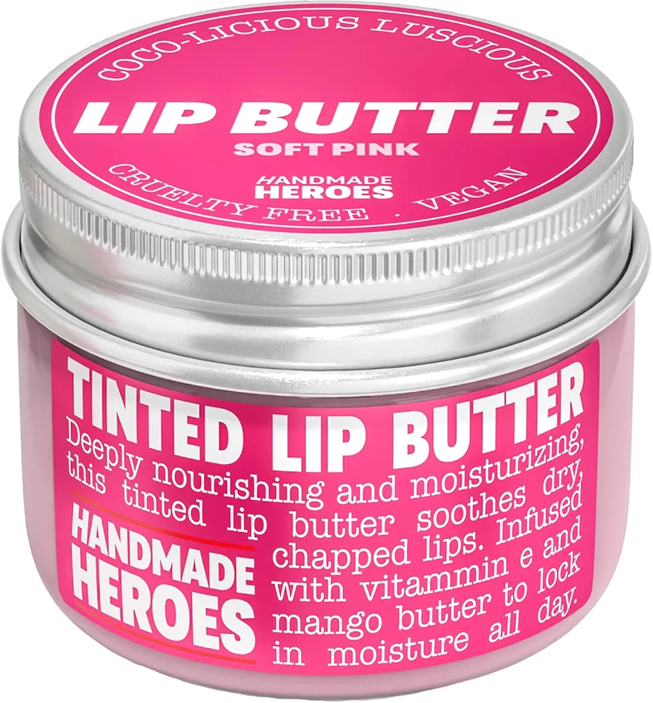 100% Natural Tinted Lip Butter Sleeping Lip Mask, Clean Petroleum free Lip Moisturizer and Conditioner for Dry Lips. Intensive Lip Balm and Lip Therapy Skin Care with Mango butter (Light Pink)