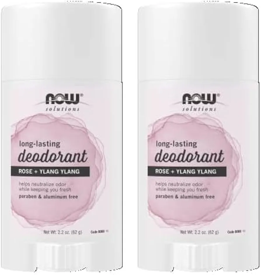 NOW Solutions, Long-Lasting Deodorant Stick, Rose and Ylang Ylang Scent, Odor Neutralizing and Keeps You Fresh, 2.2-Ounce (Pack of 2)