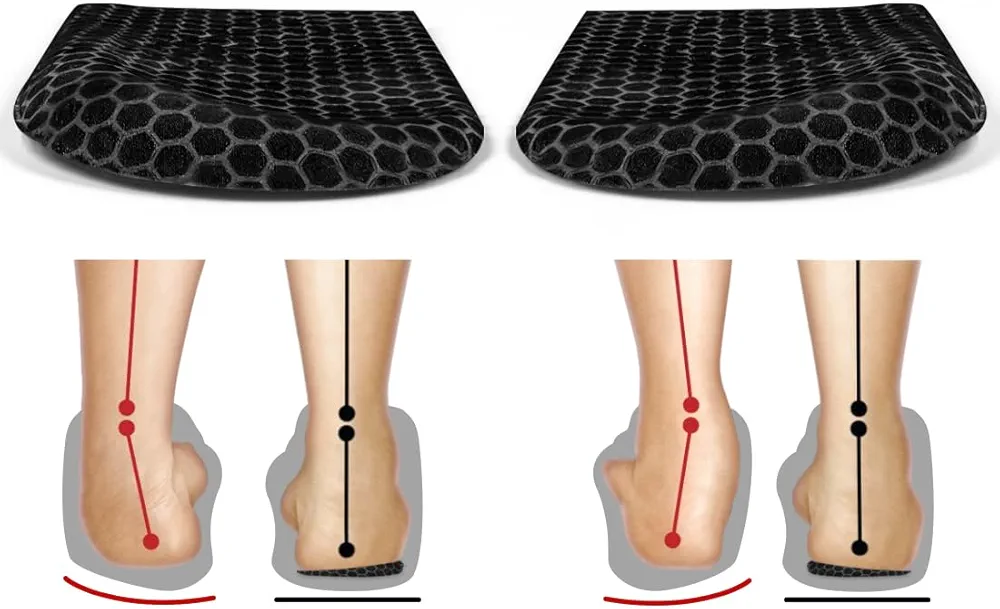 Corrective Insoles for Supination & Over-Pronation, Orthotics Medial & Lateral Heel Wedge Inserts for Foot Alignment, Bow Legs, Knee Pain (Black-1 Layer, L: Women 8-12/Men: 7.5-13)