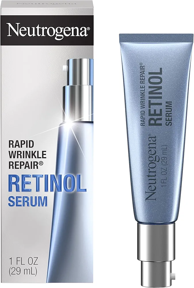 Neutrogena Rapid Wrinkle Repair Retinol Anti-Wrinkle Face Serum with Hyaluronic Acid, Daily Anti-Aging Facial Serum for Fine Lines & Wrinkles, Mineral Oil- & Dye-Free, 1 fl. oz