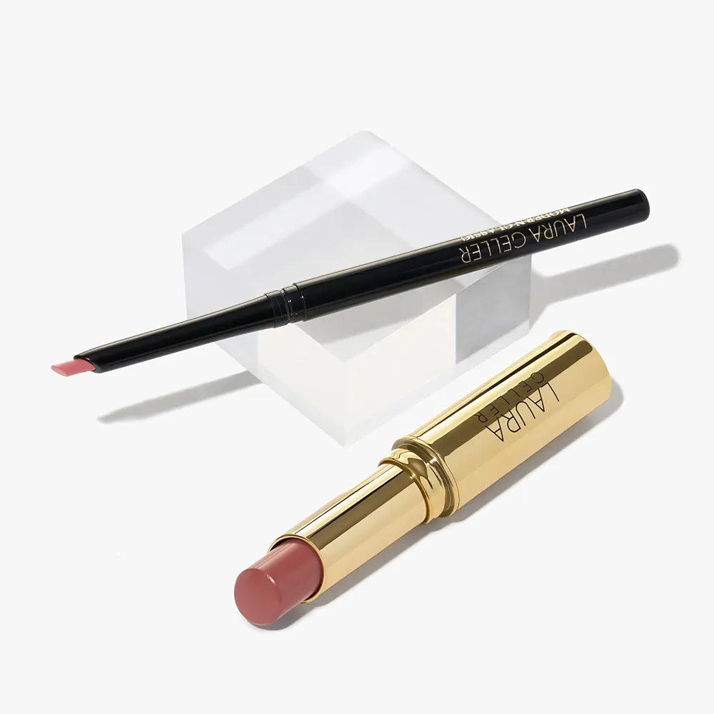 LAURA GELLER NEW YORK Love Your Lips Duo: Jelly Balm Moisturizing Tinted Lip Balm, A Latte Love + Modern Classic Long-Lasting Lip Liner, Radiant Rose