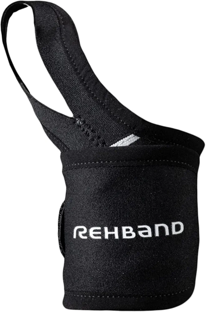 Rehband Wrist Thumb Support with thumb wrap for stabilization during sports and work, Wrist support women & men, universal neoprene Wrist Wrap for powerlifting, Colour:Black, Size:One Size