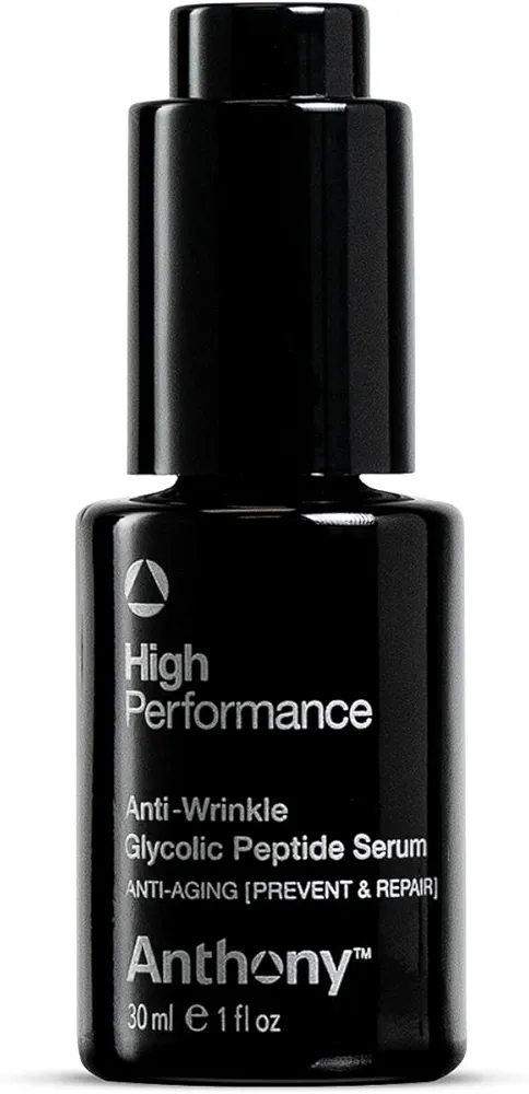 Anthony High Performance Anti-Wrinkle Glycolic Peptide Serum. Anti-Aging Lifting Moisturizer with Glycolic Acid, Peptides, Biotin, Pullulan, and Algae Extract. Hydrates All Types of Skins (1 Fl Oz)