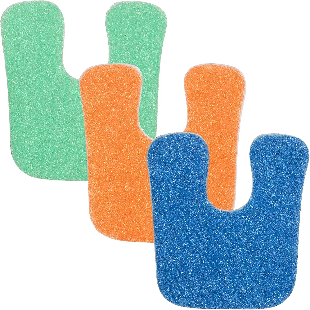 ZenToes U-Shaped Felt Callus Pads Protect Calluses from Rubbing on Shoes Reduce Foot and Heel Pain 1/8” Self-Adhesive Moleskin Cushions - 18 Count (Blue/Green/Orange)