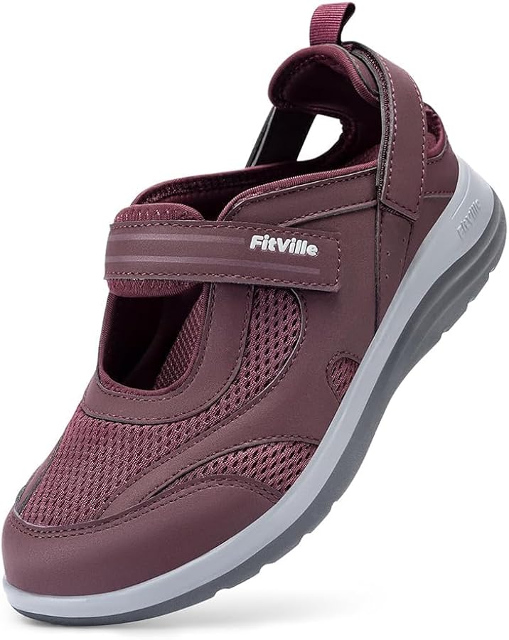 FitVille Women's Diabetic Shoes Extra Wide Width Diabetic Sandals for Women, Diabetic Walking Shoes Adjustable Closure Arch Support Orthopedic Shoes for Swollen Feet Plantar Fasciitis