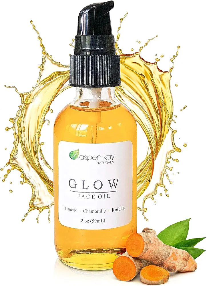 Glow - Turmeric & Rosehip Face Oil, Natural & Organic Face Moisturizer with Turmeric and Chamomile - Facial Serum - 2 oz