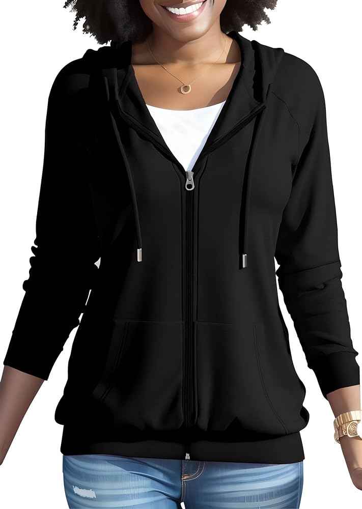 Nimsruc Zip Up Hoodies For Women Long Sleeve Casual