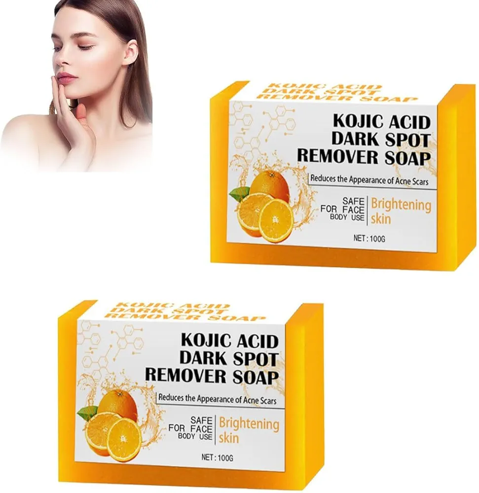 2PC Kojic Acid Soap, Lemon Kojic Acid Soap Bar,Lemon Turmeric Kojic Acid Soap, Lemon And Turmeric Soap Bar,Lemon Turmeric Kojic Acid Soap for Body Wash