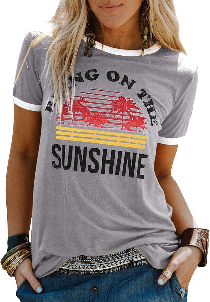 Nlife Bring On The Sunshine Graphic Long Sleeves Tees Blouses for Women Tops Sweaters for Women