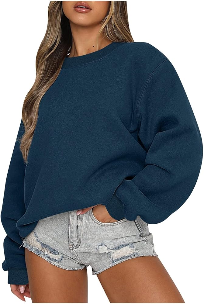 Zewuai Sweatshirt for Womens Fashion Casual Long Sleeve Top Crewneck Oversized Pullover Hoodie Y2k Fashion Clothes 2023