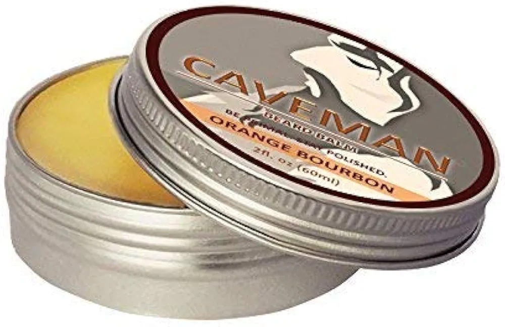 Caveman Beard Balm, Orange Bourbon Scent, Leave in Conditioner, All Natural Beard Balm and Mustache Wax