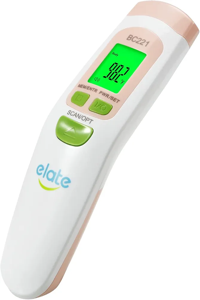 Elate No Touch Forehead Thermometer - Non-Contact Digital Infrared Thermometer - Medical Grade, Hygienic, Accurate, Instant Read, Touchless Thermometer for Adults, Kids, and Baby - FSA HSA Eligible