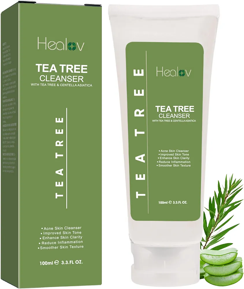 Tea Tree Face Wash – Natural Tea Tree Soap Exfoliating Facial Cleanser – Tea Tree Oil Fights Acne, Skin Irritation and Prevents Breakouts – Deeply Cleansing, Hydrating Liquid Soap for Calm Fresh Skin