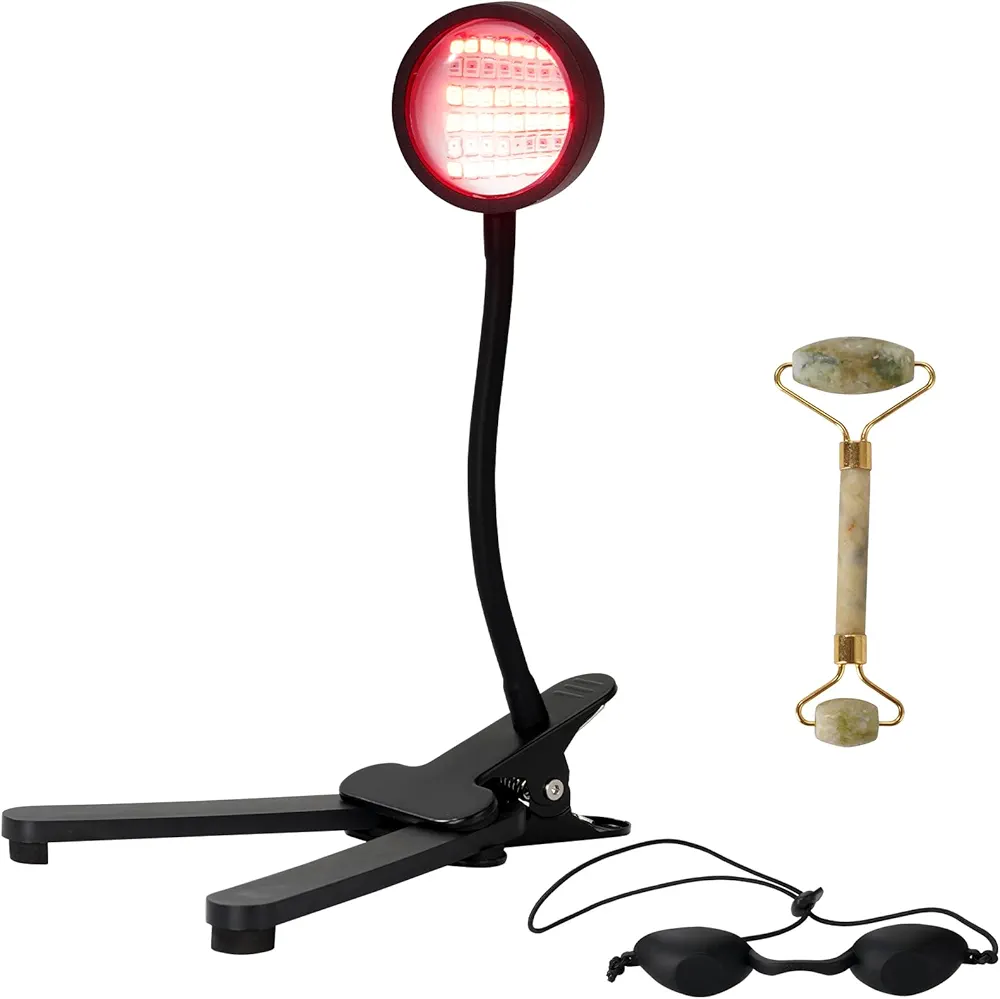 Red Light Therapy Lamp 10000Lux, 54 LEDs 660nm 850nm LED Red Light Therapy Lamp with Clips, Suitable for Home Skin Beauty, Anti-Aging, Relieving Muscle and Joint Pain.