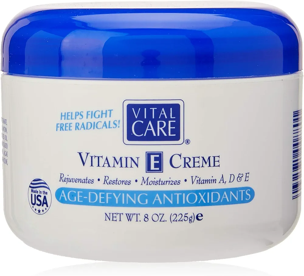 Vital Care Vitamin E Crème, (8 Fl. Oz), A Complete Skin Care with Age- Defying Antioxidants for Men and Women