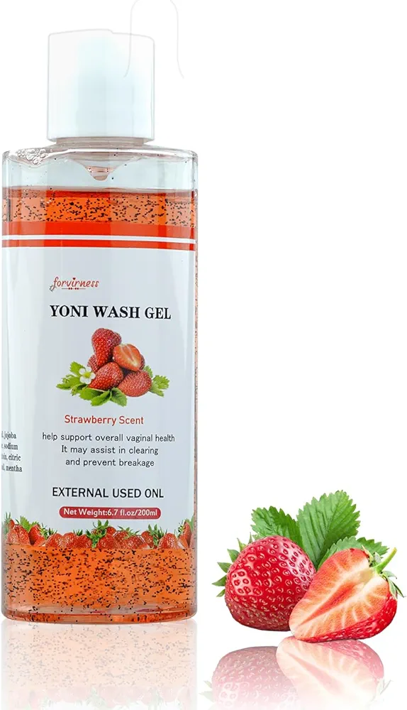 Yoni Wash Feminine Wash for Women pH Balance, Vaginal Wash Body Wash for Women Intimate Moisturizing, Strawberry Scent Vagina Wash