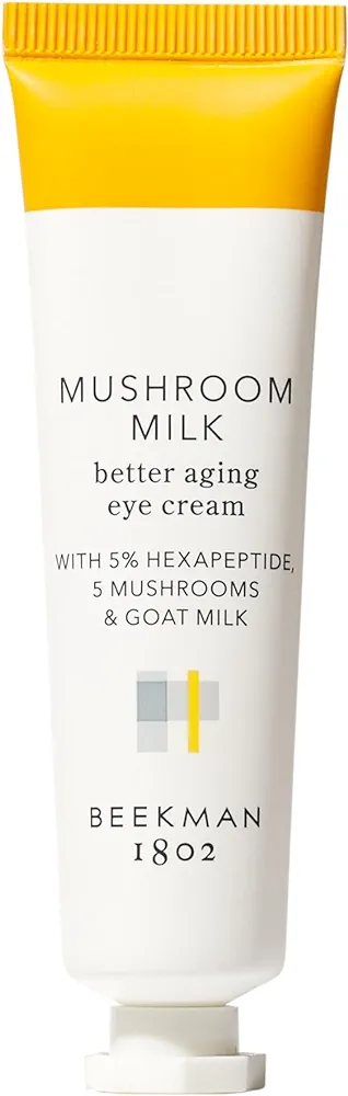 Beekman 1802 Mushroom Milk Better Aging Eye Cream - Fragrance Free - 0.5 fl oz - Reduces Fine Lines & Dark Circles - With Goat Milk, 5% Hexapeptide & Mushrooms - Good for Sensitive Skin - Cruelty Free