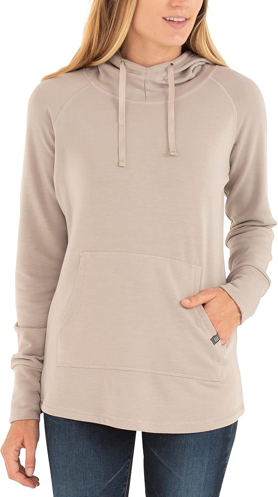 Free Fly Women's Fleece Pullover Hoodie - Lightweight Bamboo Viscose Drawstring Hood with Front Pocket, Hoodies for Women