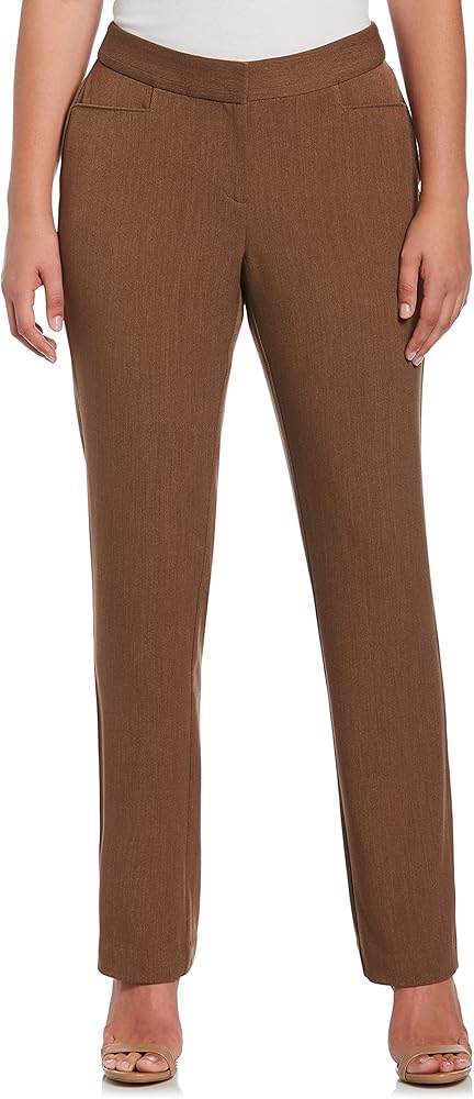 Rafaella womens Gabardine Slim Leg - Curvy Fit Dress Pants, Coffee Melange, 10 US