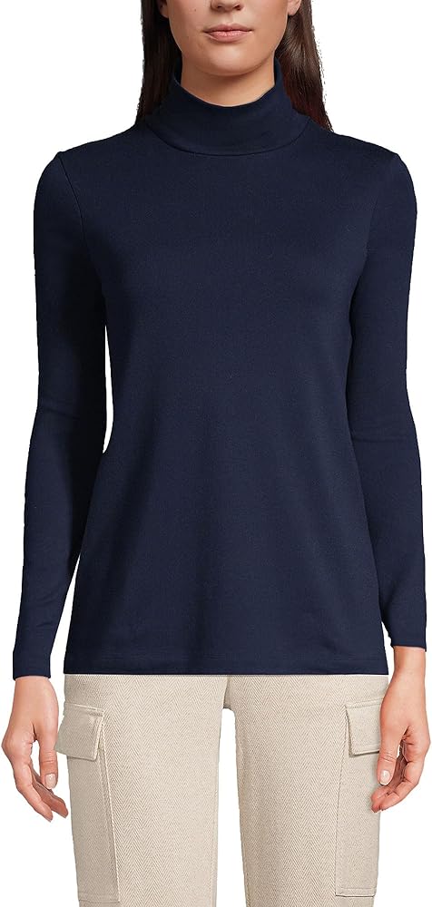 Lands' End Women s Shaped Supima Turtleneck Radiant Navy Regular Small