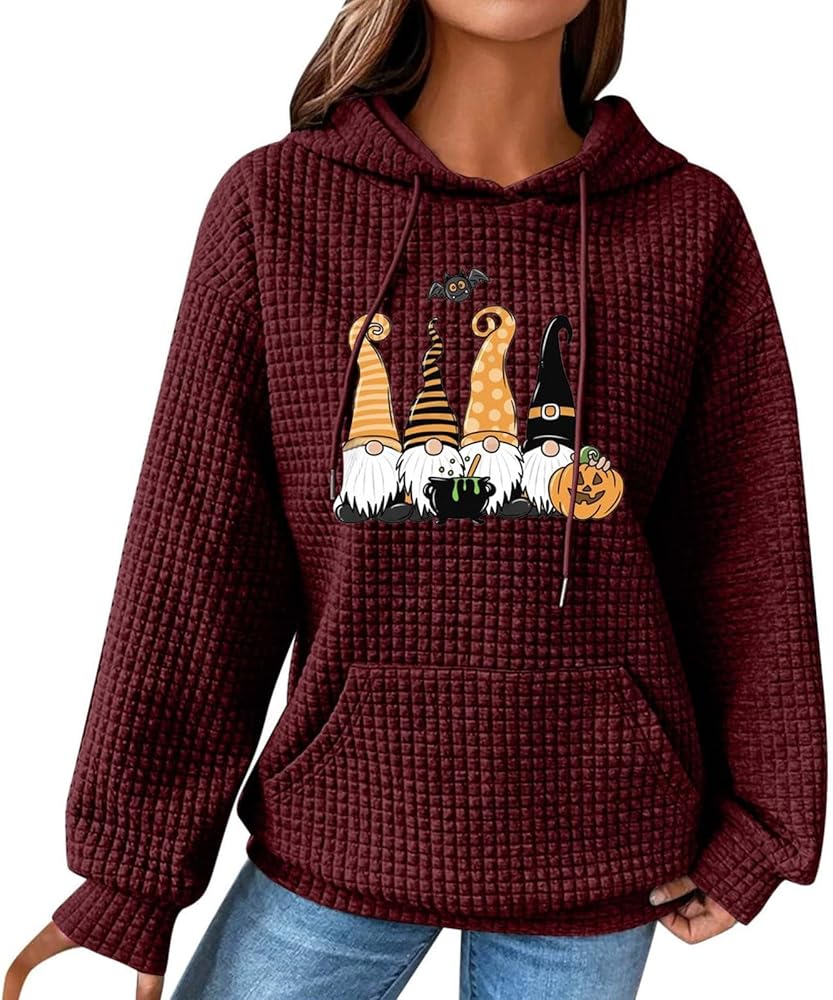 Womens Fall Hoodies Hoodies Long Sleeve Casual Print Drawstring Hoodie Sweatshirts For Women Pullover With Pockets