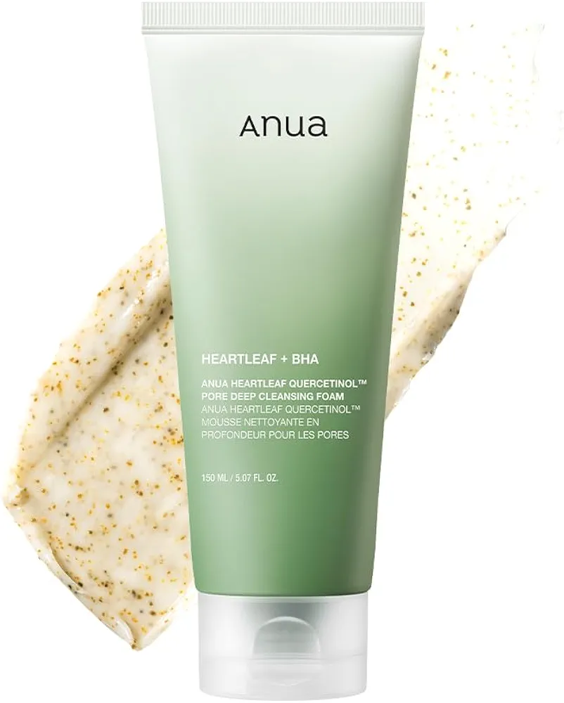 ANUA Heartleaf Quercetinol Pore Deep Cleansing Foam, Facial Cleanser, for Double Cleansing, BHA, Hyaluronic Acid, Glycerin, Face Wash, Blackhead Remover, Korean Skincare (150ml/5.07 fl.oz.)