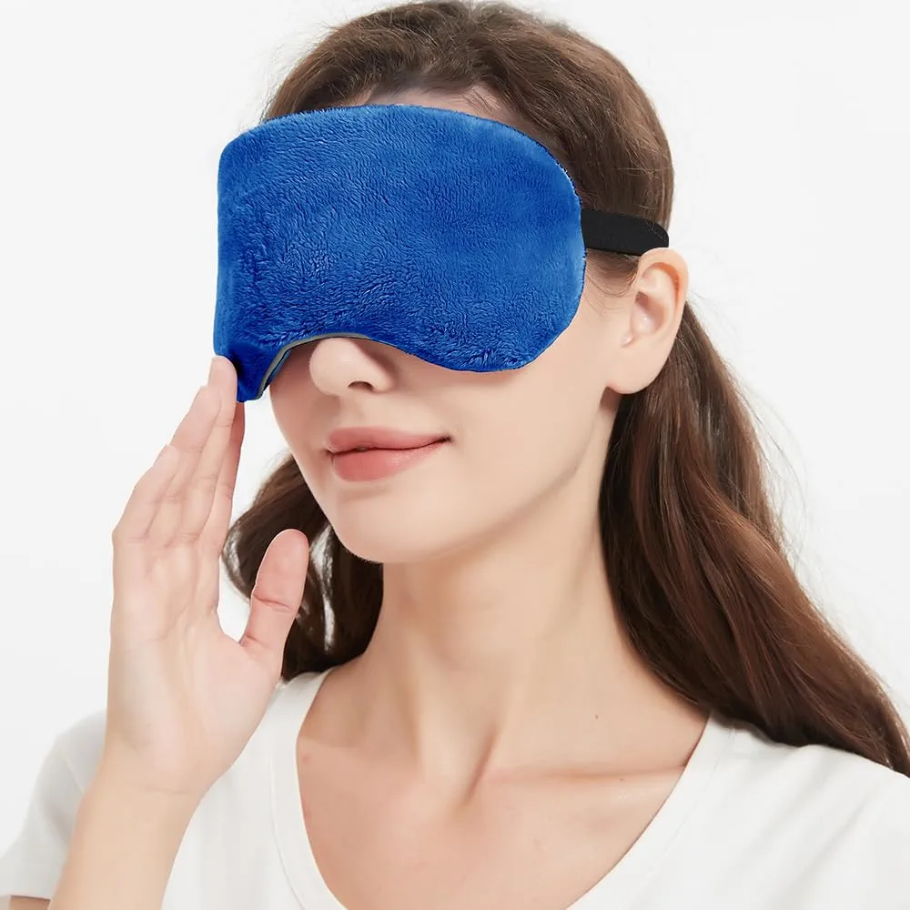 Microwave Heated Eye Mask for Dry Eyes, Moist Eye Warm Compress for Dry Eye Therapy Mask with Flaxseed, Work with Relieve Dry Eyes, Blepharitis & Stye Eye Treatment (Blue)