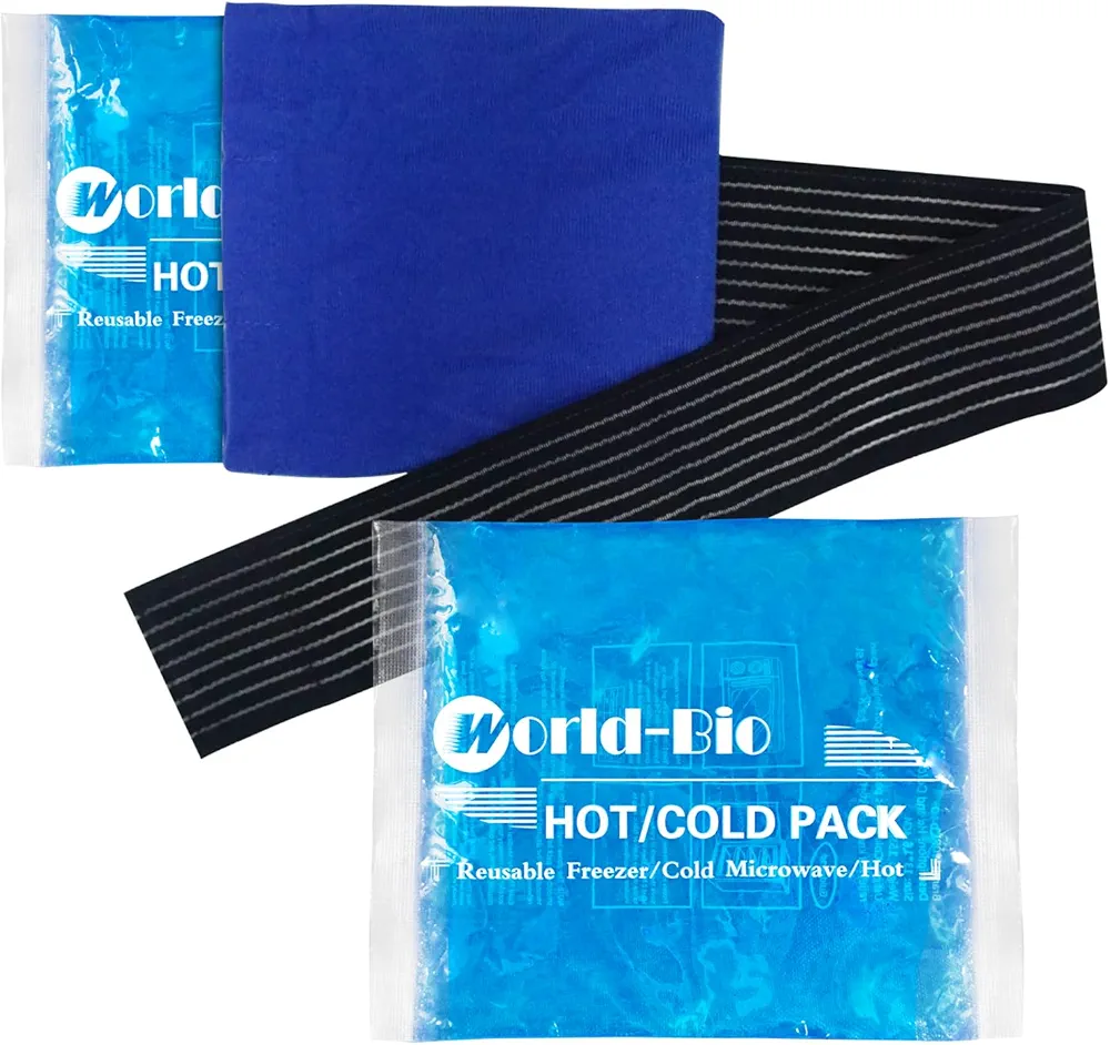 Reusable Gel Ice Packs for Injuries 2 Pack with Wrap, 6.3"x5.1", Hot Cold Soft Flexible Ice Freezer Pack, Cold Compress Therapy for Pain Relief, Surgery Recovery, Knee, Wrist, Ankle, Foot, Elbow, Shin