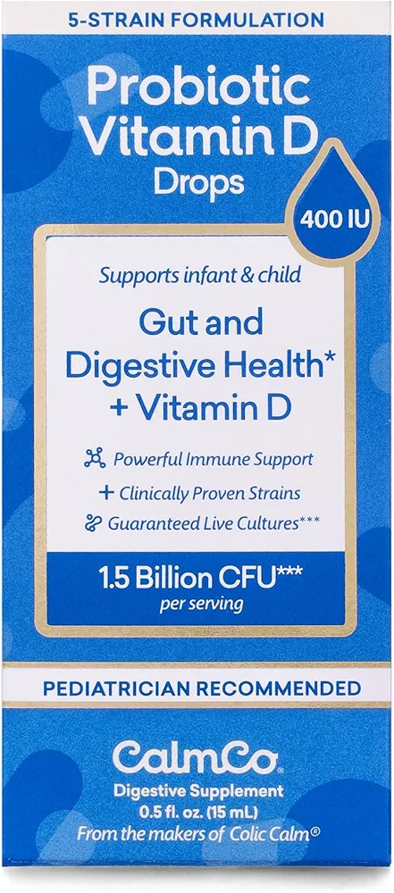 Probiotic Vitamin D Drops, Clinically Proven Strains, May Support Infant & Child Gut and Digestive Health*, Powerful Immune Support and Guaranteed Live Cultures, 0.5 fl. Oz. (15 mL), 1pk