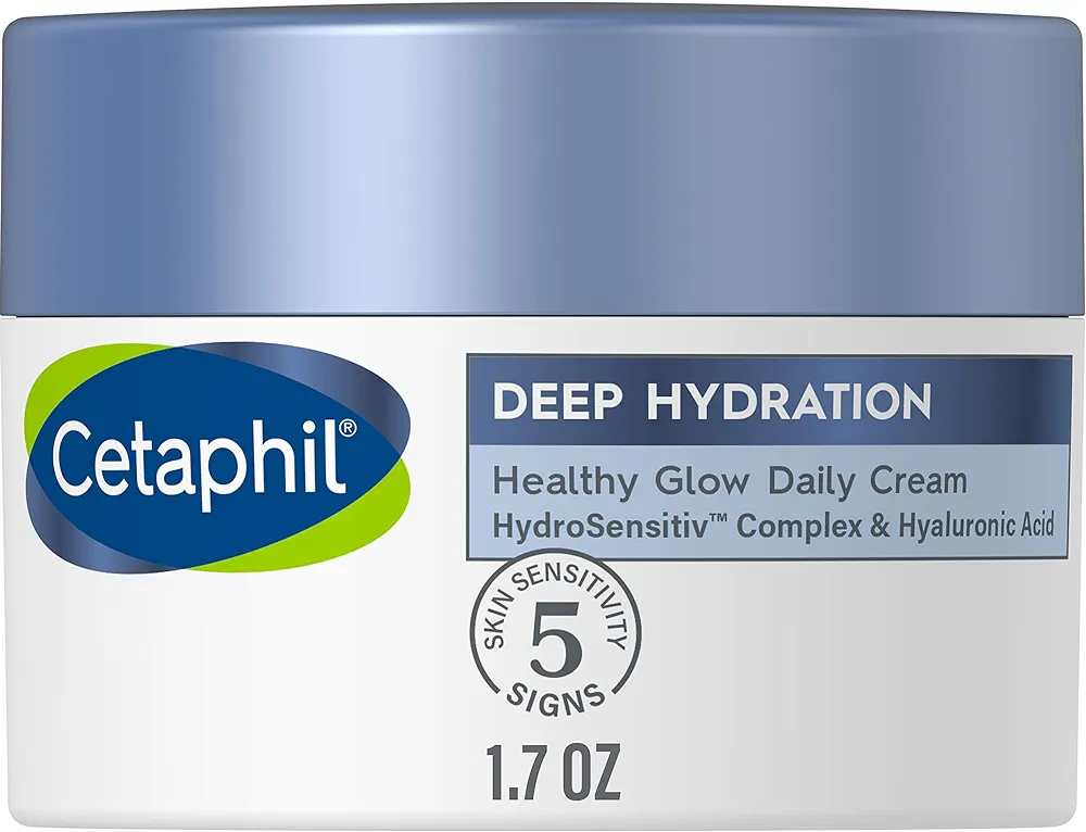 Cetaphil Deep Hydration Healthy Glow Daily Face Cream, 1.7 oz, 48 Hour Dry Skin Face Moisturizer for Sensitive Skin, With Hyaluronic Acid, Vitamin E & Vitamin B5