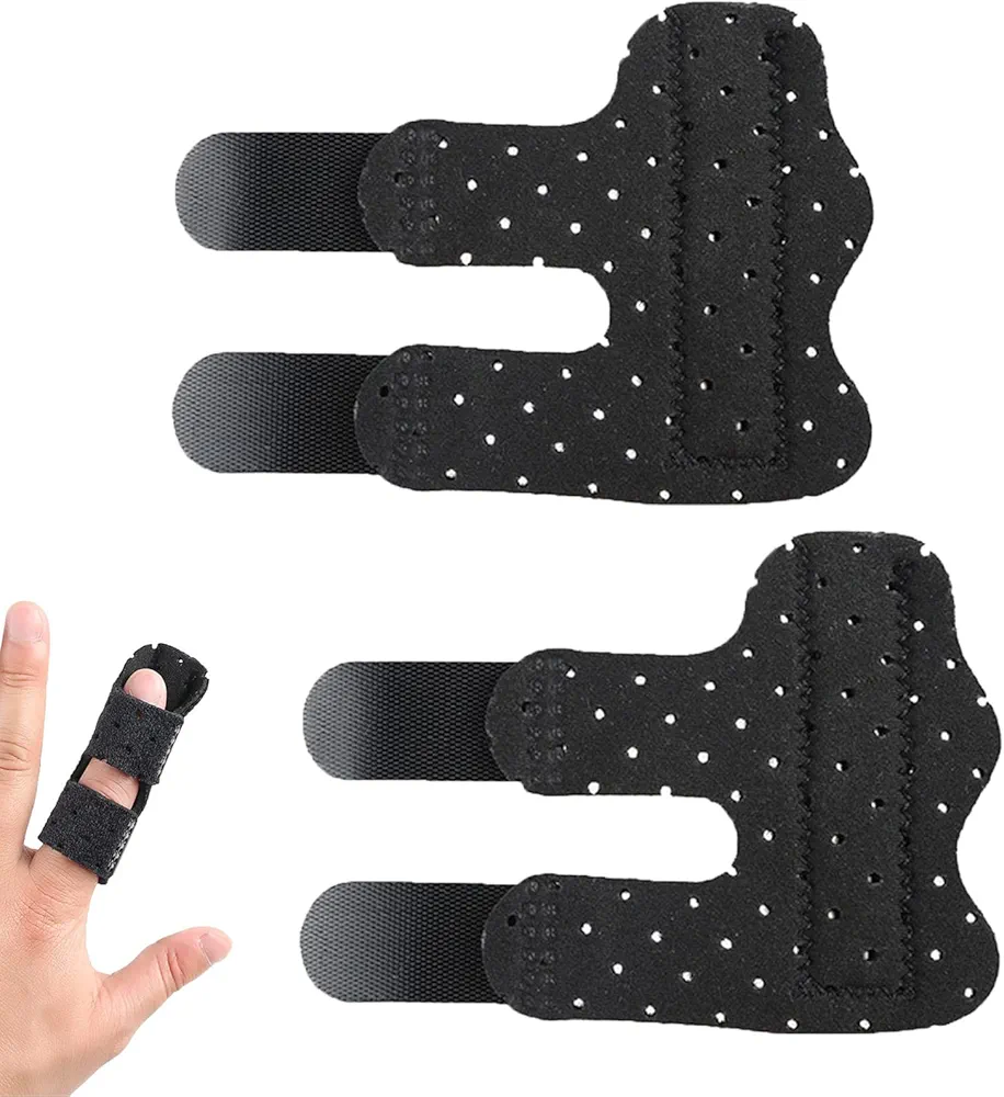 Trigger Finger Splint，2pcs Composite Cloth Trigger Finger Splints Finger Brace for Broken Finger Protection Finger Knuckle Immobilization Sleeves，Black Breathable Splint (black)