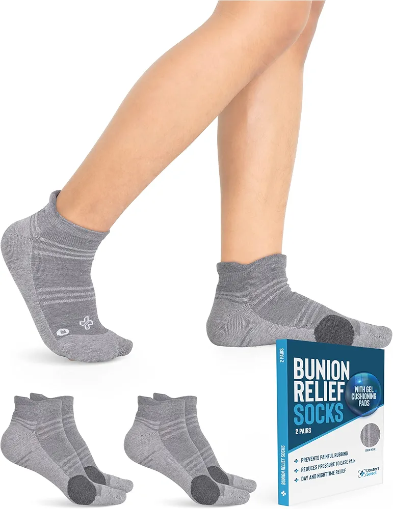 Doctor's Select Bunion Relief Socks 2 Pairs - Bunion Socks for Women and Men | Compression Bunion Corrector Socks for Women