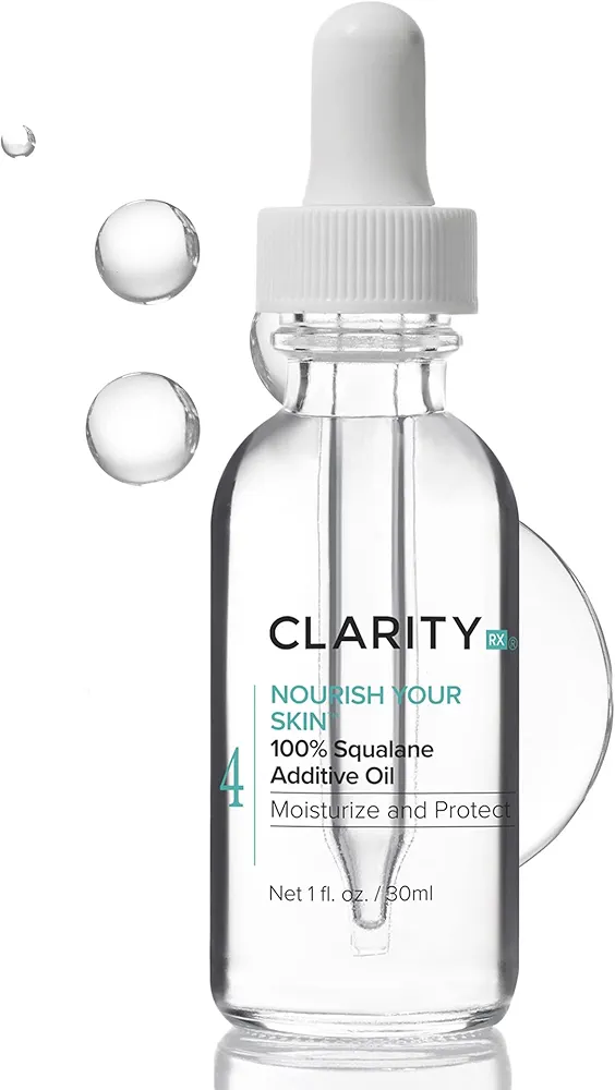 ClarityRx Nourish Your Skin 100% Squalane Moisturizing Oil, Natural Plant-Based Anti-Aging Face Oil with Antioxidants for Dry Skin