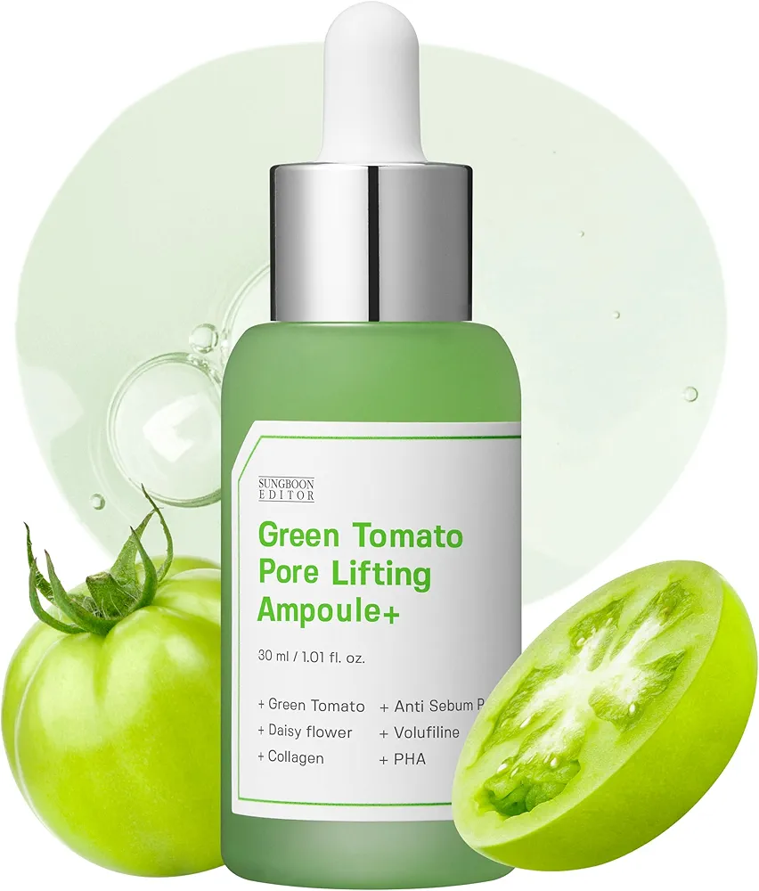 Green Tomato Pore Lifting Ampoule + | No.1 Pore Serum in Korea | Hydrating for Sensitive Skin, Instant Pore Minimizing & Tightening for Saggy Pores | Korean Skincare Essense