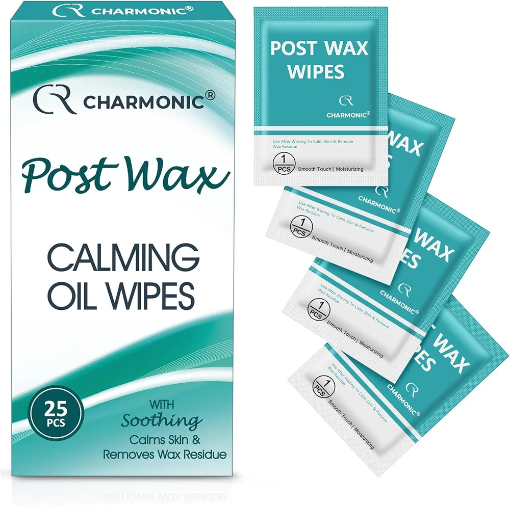 25 Pcs Post Wax Oil Wipes, Wax Remover for Skin Cleanser, After Wax Care Reduces Redness, Removes Residue, Body & Facial Post Waxing Treatment, Post Wax Care Refill Pack for All Hair Removal Products