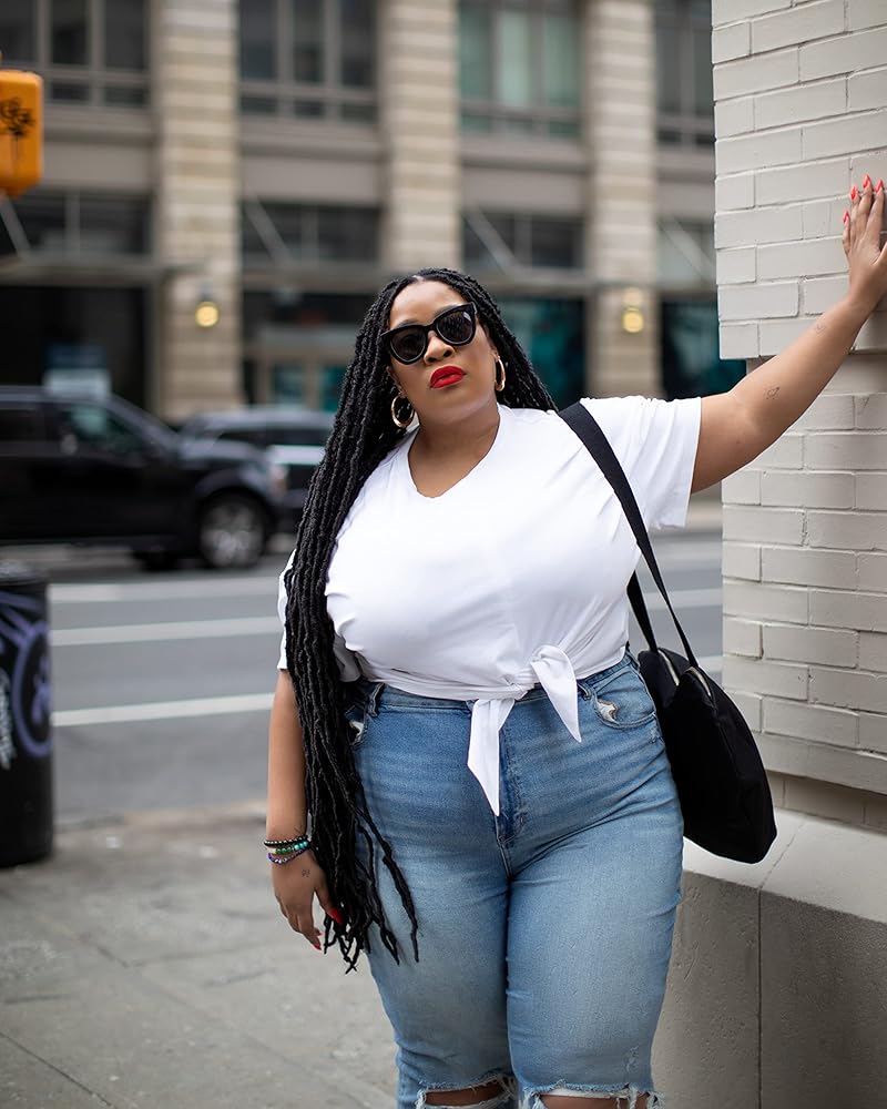 The Drop Women's Bright White Tie-Front Cropped Tee by @essiegolden