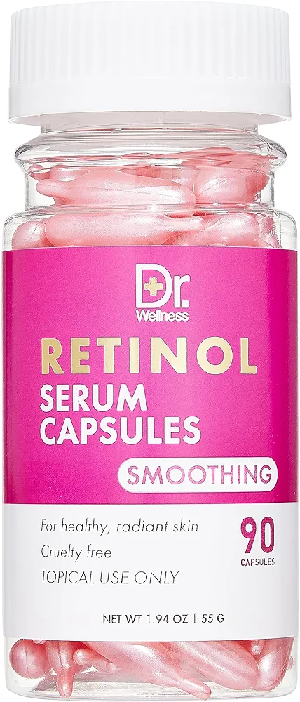 Dr. Wellness Retinol Serum Capsules - Smoothing Formula | 90 Capsules | Promote Healthy, Radiant Skin | Reduce Fine Lines