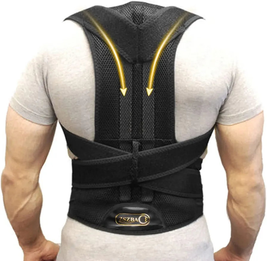 ​ZSZBACE Back Brace Posture Corrector for Men and Women, Full Adjustable for Upper and Lower Back Pain Relief- Scoliosis Hunchback Thoracic Spine Corrections and Back Support