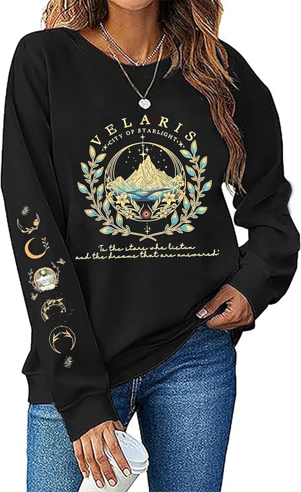 Women Acotar Velaris Sweatshirt City Of Starlight Lightweight Pullover Top Bookish Long Sleeve Clothes