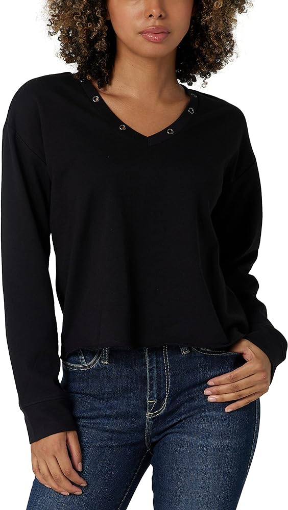 Rock & Republic Womens V-Neck Pullover Sweatshirt