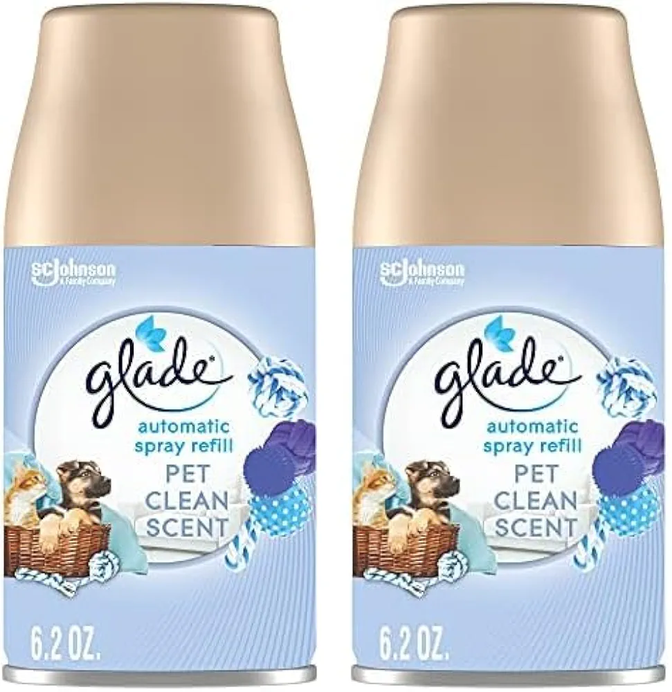 Glade Automatic Spray Refill, Air Freshener for Home and Bathroom, Pet Clean Scent, 6.2 Oz (Pack of 2)