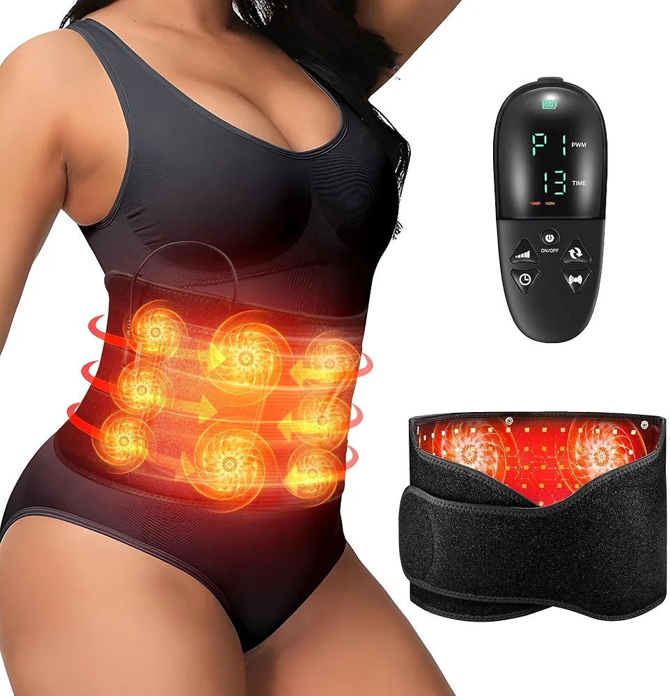 Red Light Therapy Belt - Vibration Massage Heated Red Light Therapy Device for Body - Wireless Controller, 3-in-1 Chips 660nm&850nm, for Back Shoulder Waist Abdomen Muscle Pain Relief