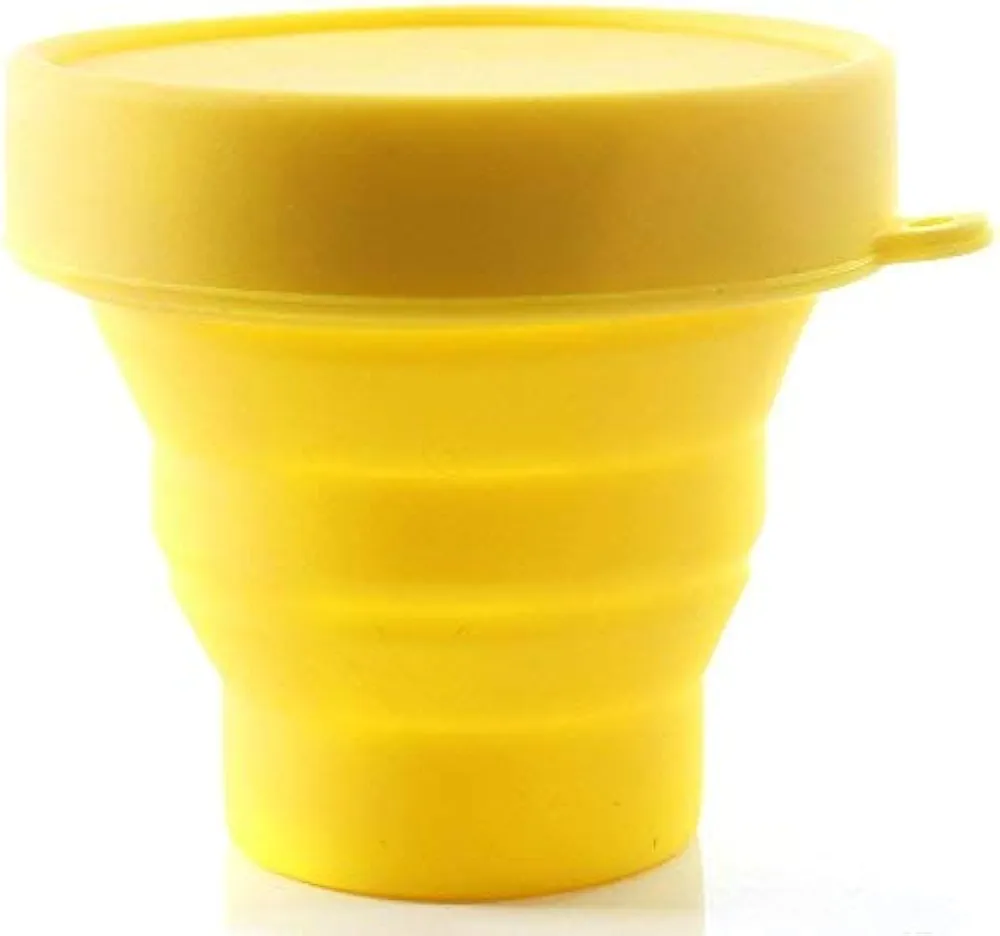 Menstrual Cup Sterilizer Cleaner, LUCKY CLOVER Collapsible Silicone Cup Foldable Sterilizing Cup for Menstrual Cups and Storing Your Diva Cup - Foldable for Travel(Yellow)