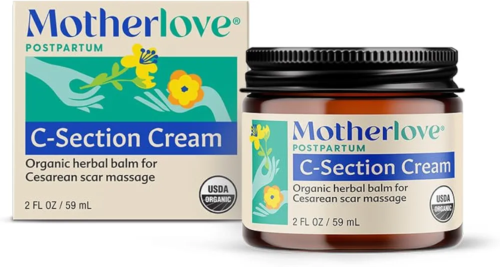 Motherlove C-Section Cream (2 oz) Organic Herbal Balm for Cesarean Scar Massage