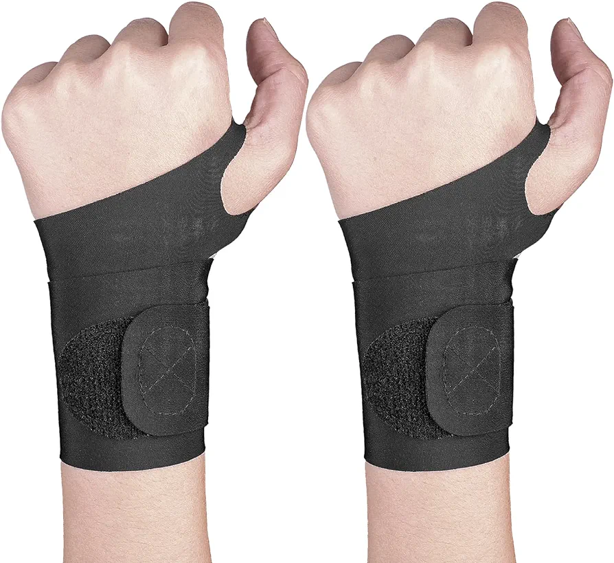 YUNYILAN 2 Pcs Ultra-Thin Wrist Brace Support for Carpal Tunnel, Compression Wrist Straps Wrist Support for Pain Relief, Arthritis, Tendonitis Wrist Pain Workout, Soft & Comfortable (Black)