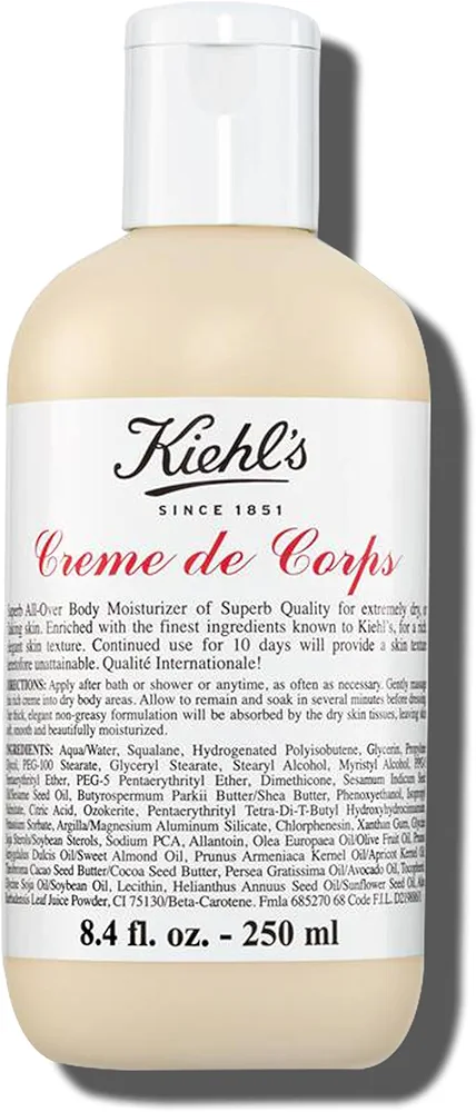 Kiehl's Creme de Corps, Rich, Luscious Body Lotion, with Cocoa Butter and Shea Butter for Fast Absorbing Hydration, Skin Feels Soft and Smooth, Suitable for All Skin Types