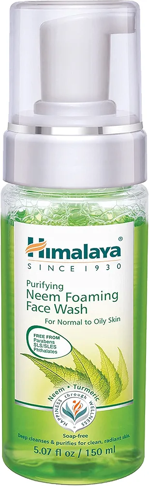 Himalaya Purifying Neem Foaming Face Wash with Neem and Turmeric for Oily Skin, 5.07 oz (150 ml)