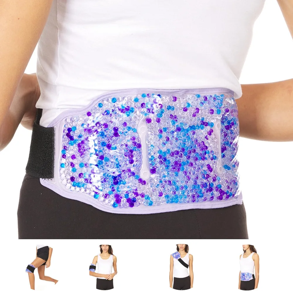 Premium Hot Cold Gel Bead Ice Pack by FOMI Care | Cool Compress for Lower Back, Shoulder, Knee, Bicep, Stomach | Coccyx, Sciatica, Tailbone Pain Relief | Flexible, Reusable Heating Pad | (Purple)